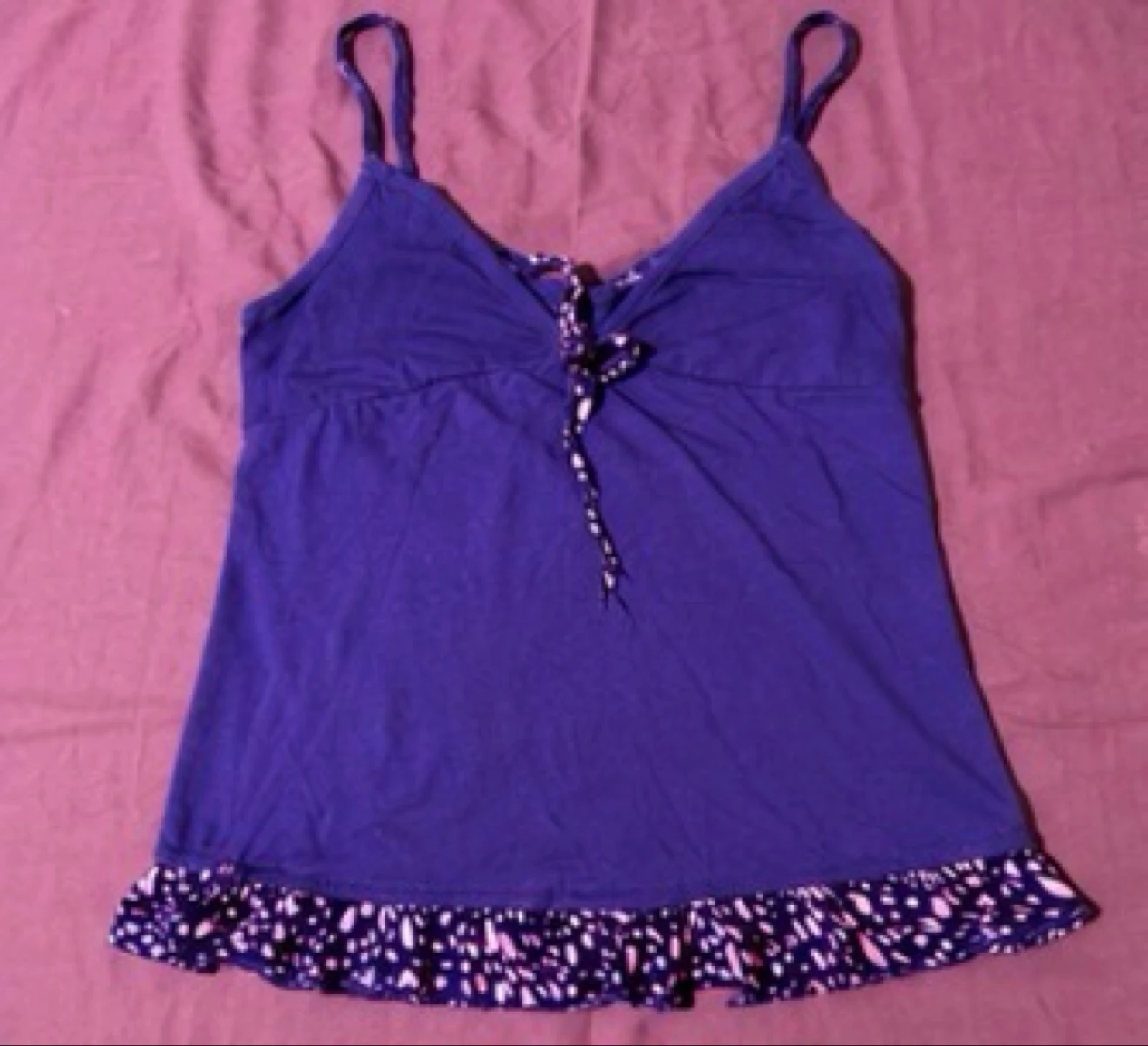 Blaue pyjama met bretels en bijpassende rucheshort met print, maat 42/44 nachtkledingset – photo 2